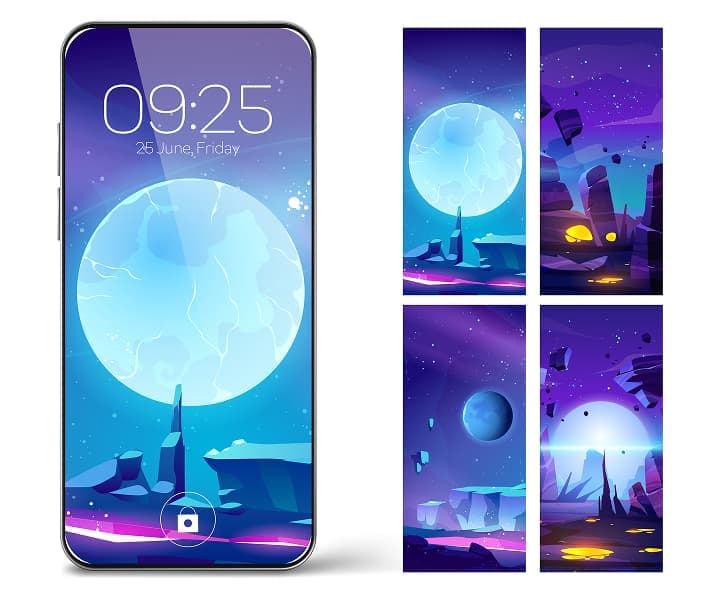 Colorful digital screen illustrations